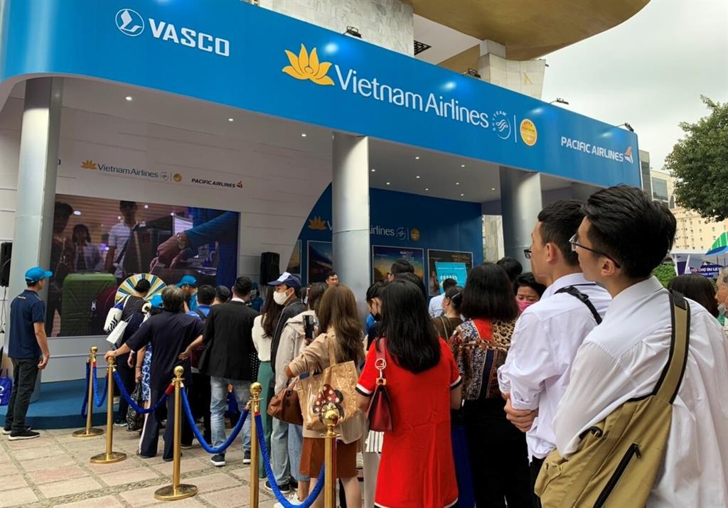 gian hàng của các hãng bay Vietnam Airlines, Pacific Airlines, Bamboo Airways